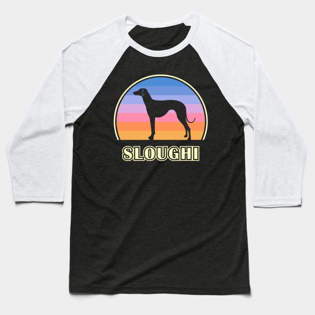 Sloughi Vintage Sunset Dog Baseball T-Shirt by millersye